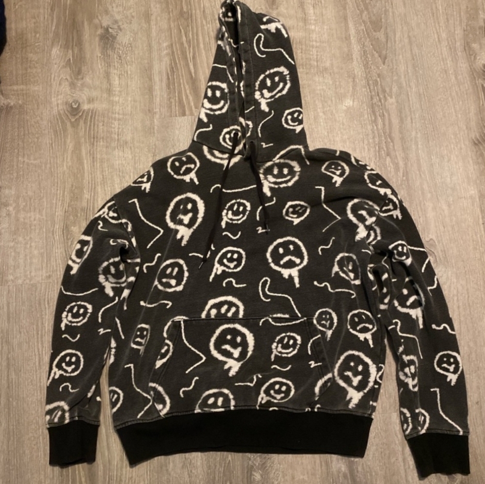 - EMPYRE Black Hoodie Graffiti Scribbled Faces Mens SZ XL